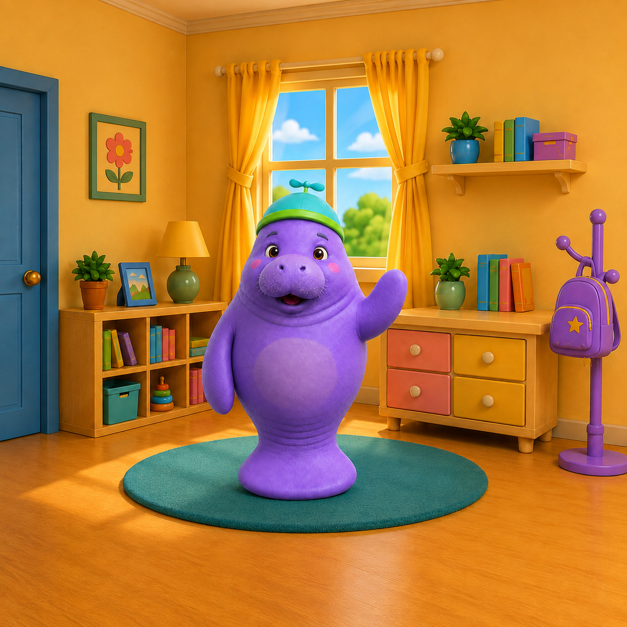Nonu saludando en su habitación