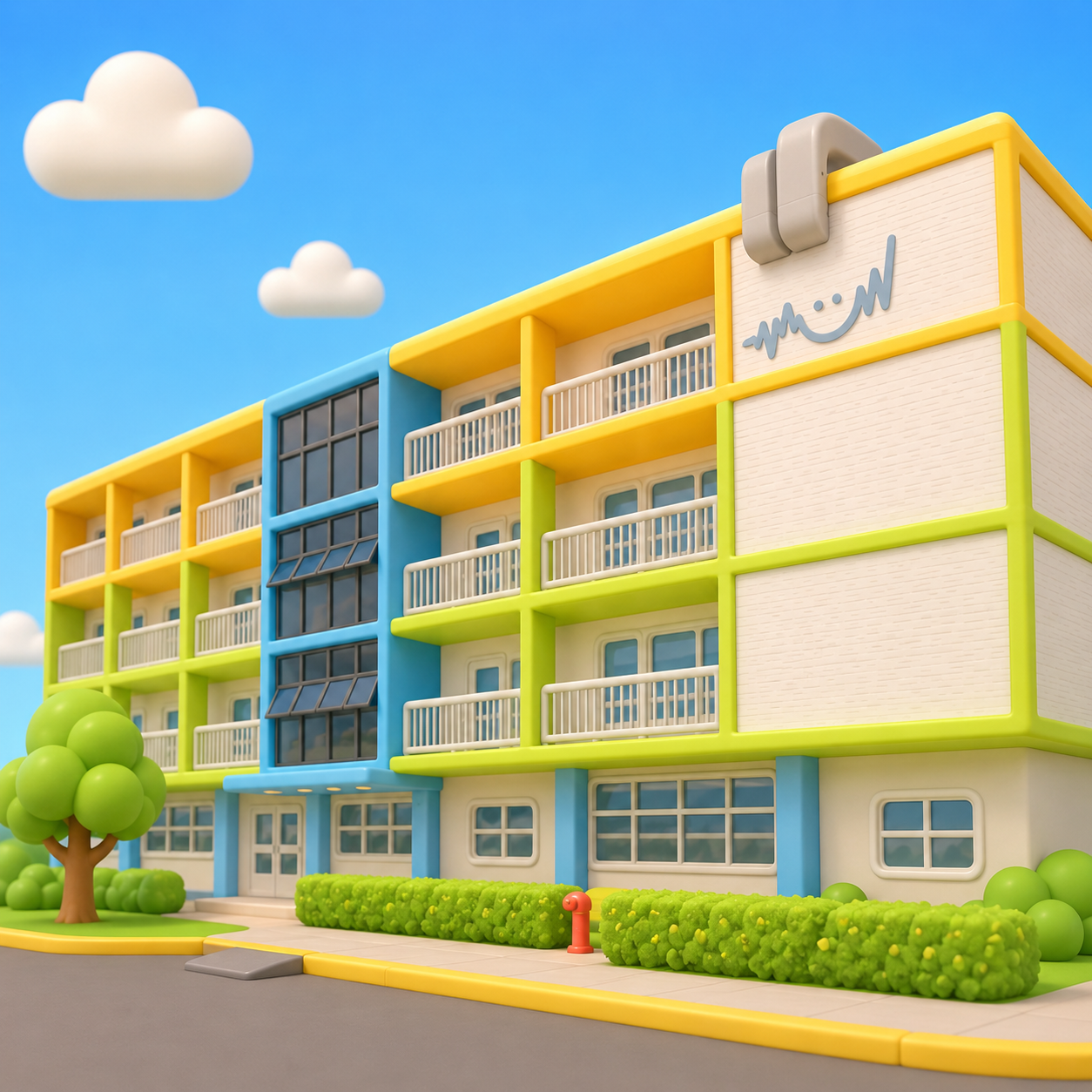Fachada ilustrada del hospital